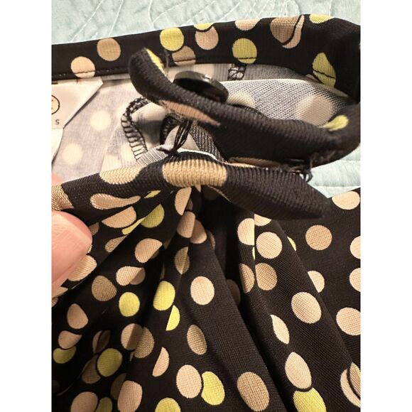 Talbots Skirt Size P/XS Black Brown Green Polka Dot Stretch Flare - Picture 6 of 6